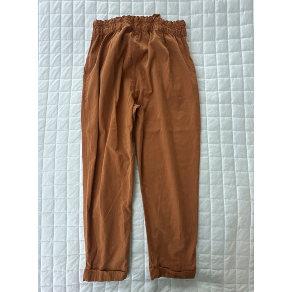 CORTELLE Pants Womens 42 US M Rust Brown Pull On Tie Waist Tapered Minimalist - Picture 3 of 12